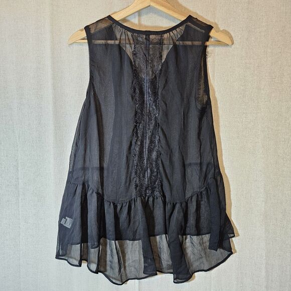 LC Lauren Conrad Black Sheer “Patched & Pieced” Lace Tank Top Whimsygoth Medium - Picture 8 of 11